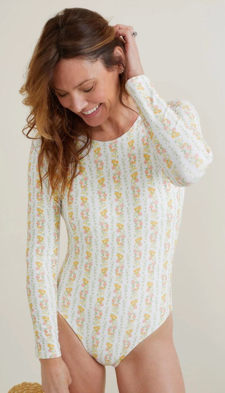 Minnow Womens Linear Citrus Rashguard One Piece XL Floral Feminine